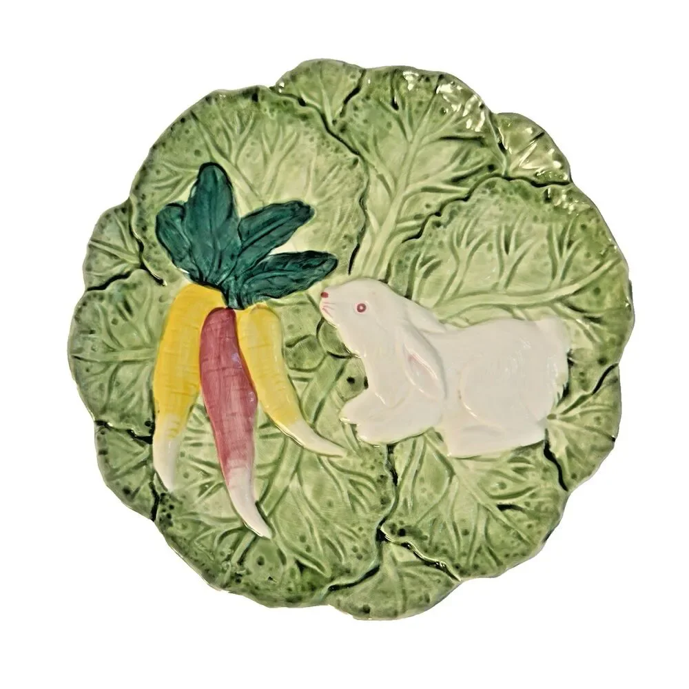 Bunny Lane Hand Painted Easter Dish Set Rabbit Spring Carrot Collect Fun‎ Rare